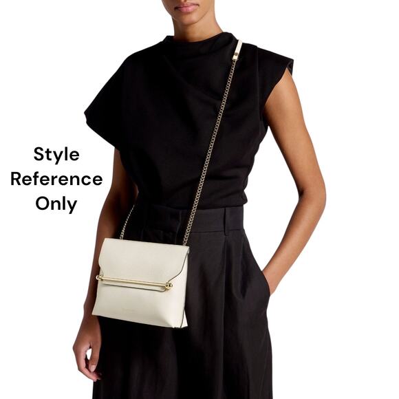 Strathberry Stylist Floral Print Crossbody Leather Clutch Bag White Gold - Picture 3 of 15